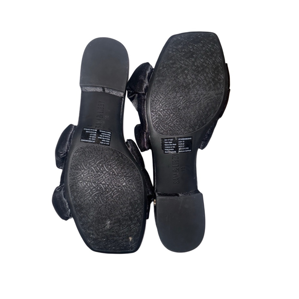 Sam & Libby Black Satin Ruffled Slide Mules Women's Size 10 - New - Picture 5 of 8
